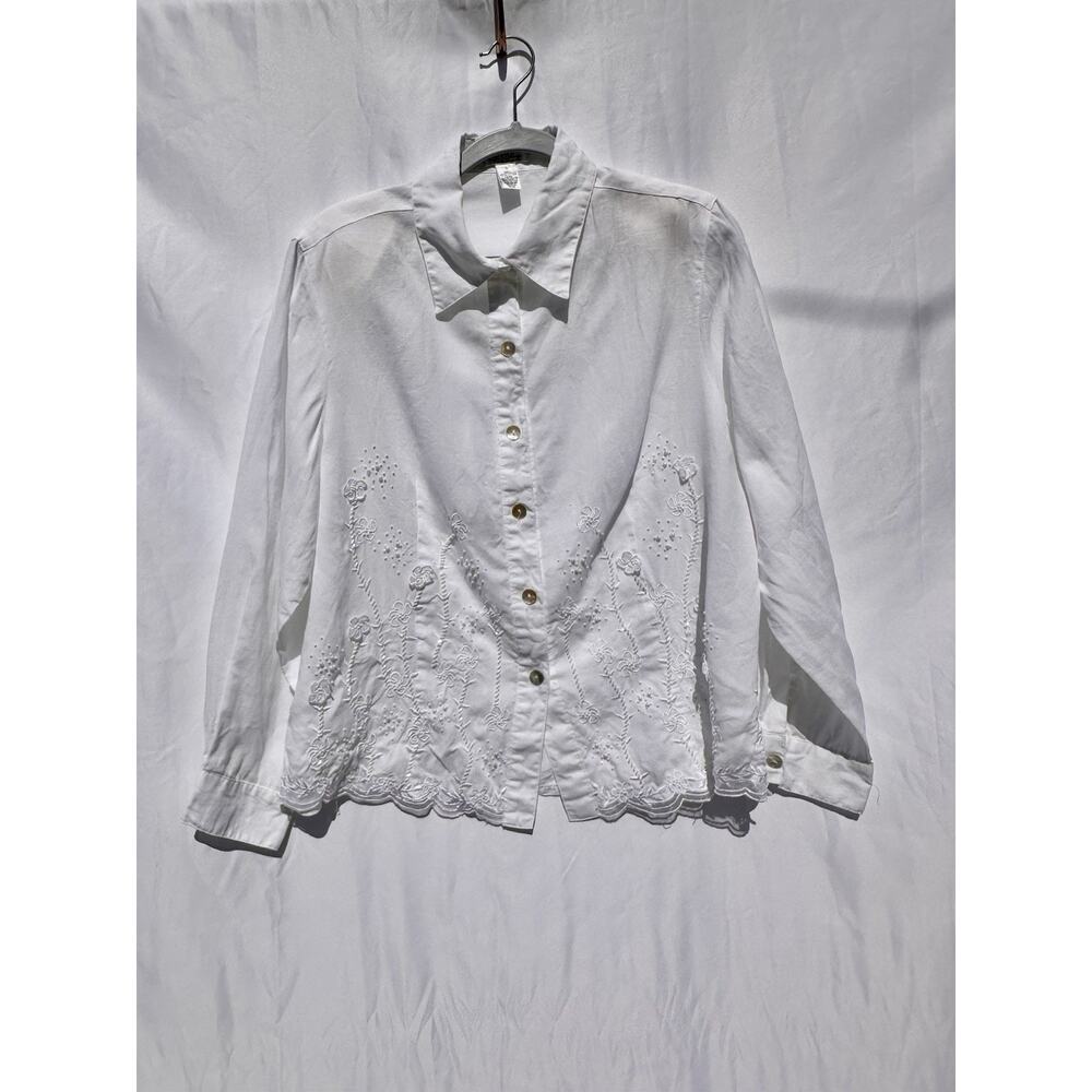 Lilly Pulitzer Vintage Linen Shirt Sz Large White Embroider